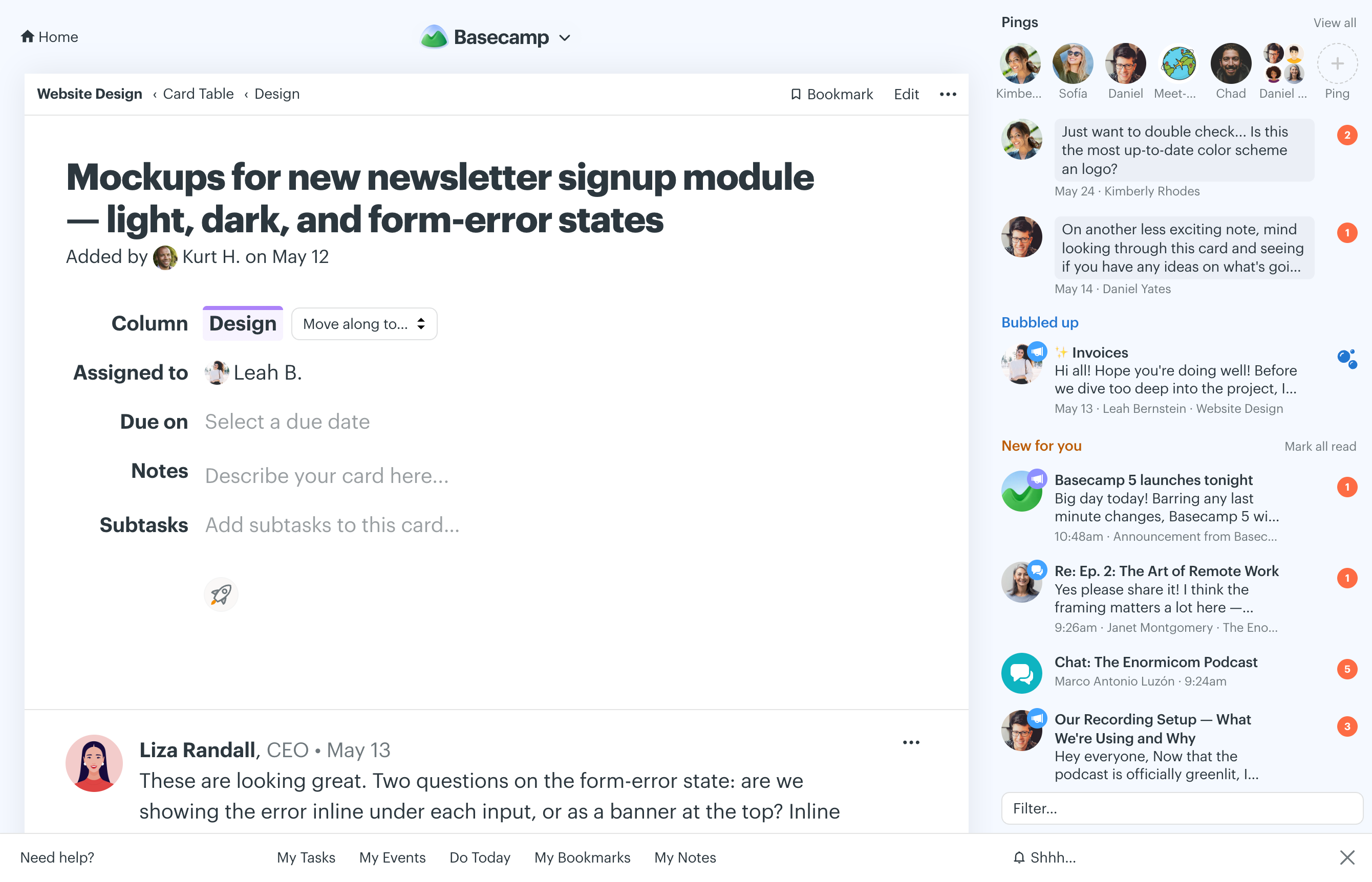 Notifications and pings that live alongside your work