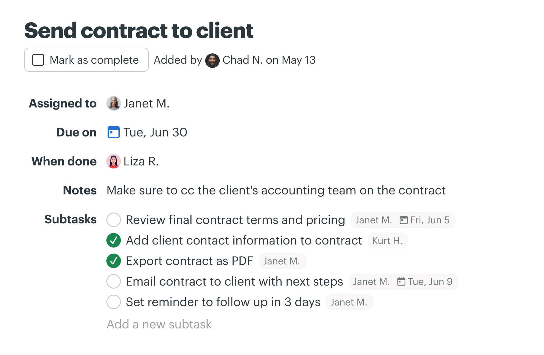 Loose to-dos and subtasks on to-dos